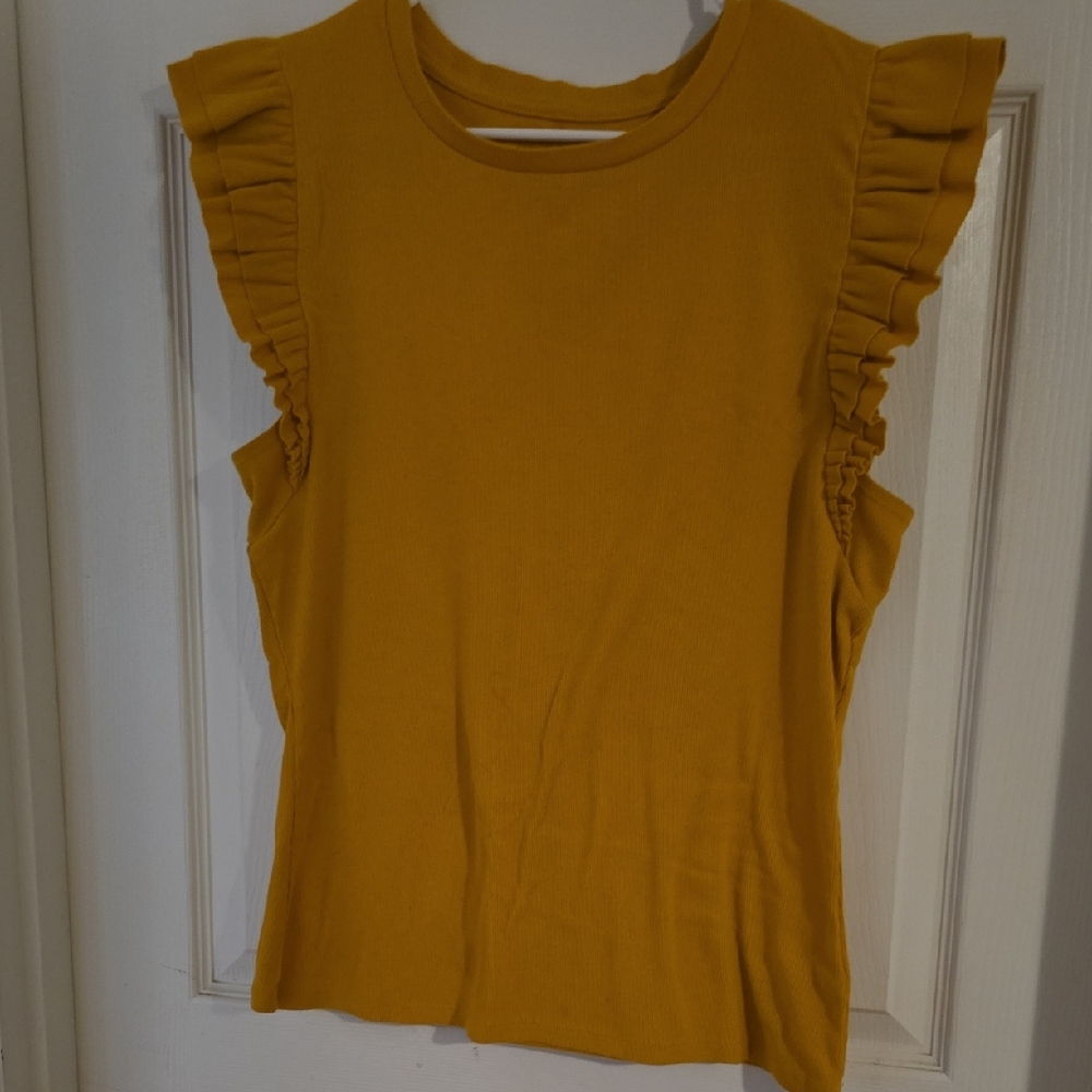 GAP Mustard Ruffle Sleeve Blouse